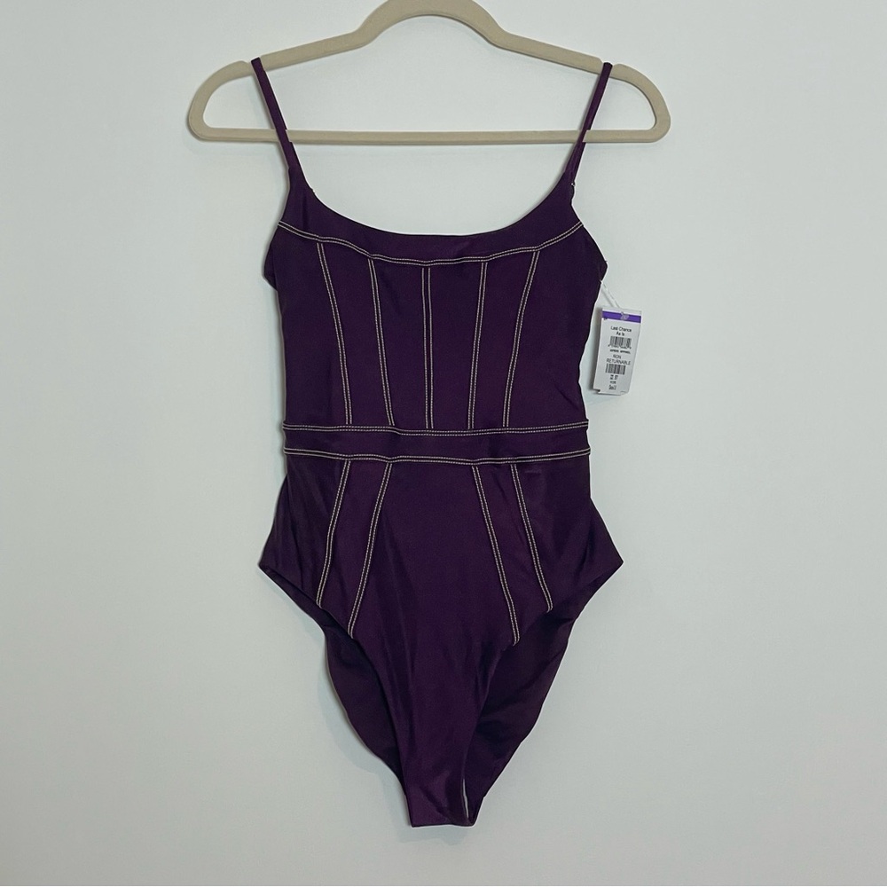 BECCA Plum One-Piece Swimsuit with Contrast Stitching